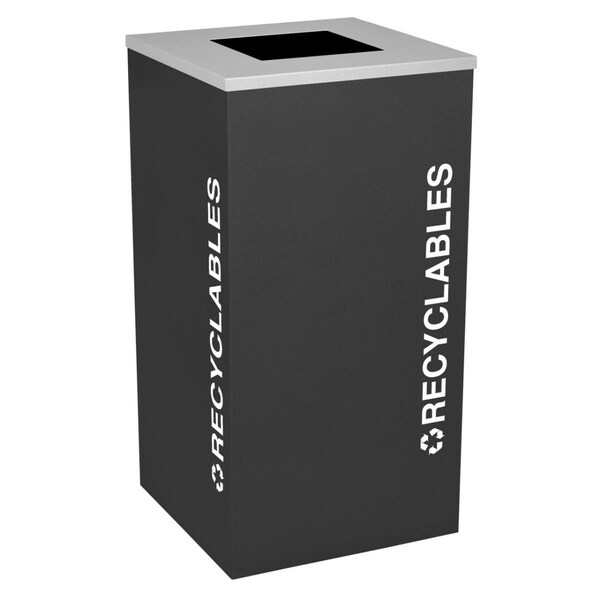 Ex-Cell Kaiser Ex-Cell Kaiser RC-KDSQ-R BLX 24 Gallon Square Recycling Receptacle with Recyclables Decal; Black Texture RC-KDSQ-R BLX - main